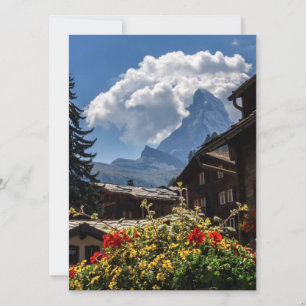 Matterhorn and Zermatt village houses, Switzerland