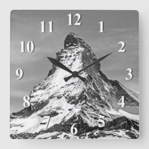 Matterhorn Black and White Square Wall Clock