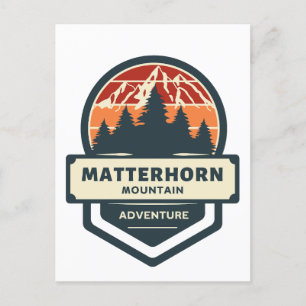 Matterhorn mountain peak climbing and hiking postcard