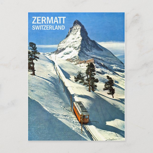 Matterhorn Mountain, Switzerland, Zermatt, vintage Postcard (Front)