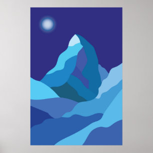 Matterhorn mountain. Winter night Poster