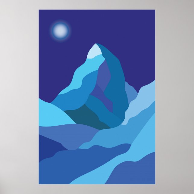 Matterhorn mountain. Winter night Poster (Front)