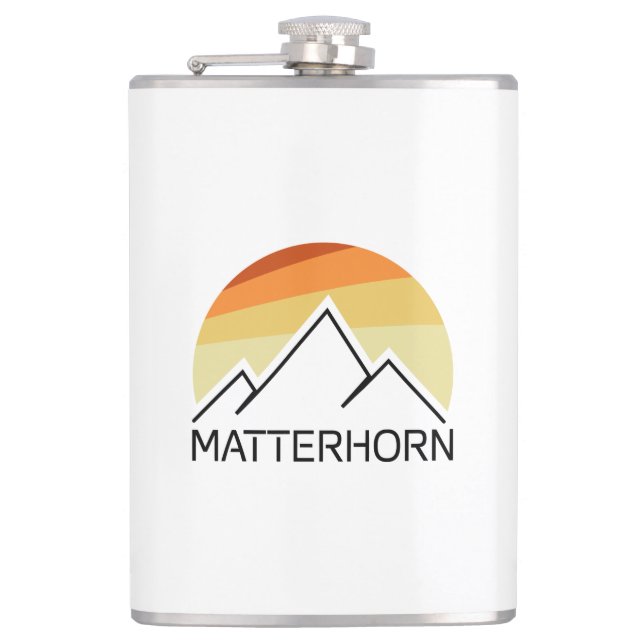 Matterhorn Switzerland Italy Retro Hip Flask (Front)
