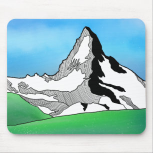 Matterhorn Switzerland Line art watercolor Mouse Pad