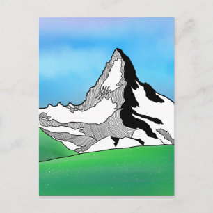 Matterhorn Switzerland Line art watercolor Postcard