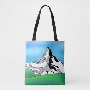 Matterhorn Switzerland Line art watercolor Tote Bag