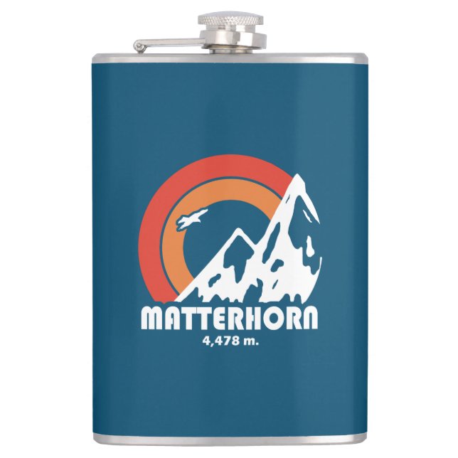 Matterhorn Switzerland Sun Eagle Hip Flask (Front)