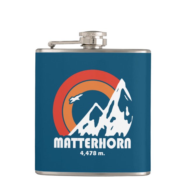 Matterhorn Switzerland Sun Eagle Hip Flask (Front)