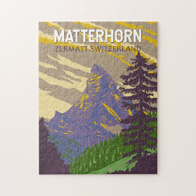 Matterhorn Switzerland Travel Art Vintage Jigsaw Puzzle (Vertical)