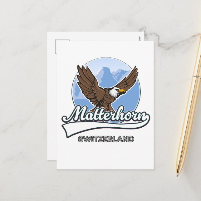 Matterhorn Switzerland travel logo Holiday Postcard (Front/Back In Situ)