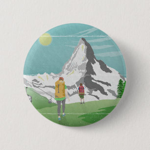 matterhorn travel poster Switzerland 6 Cm Round Badge