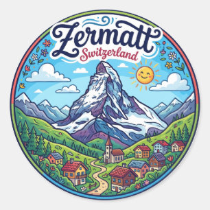 Matterhorn, Zermatt Switzerland Classic Round Sticker