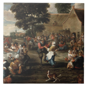 Mattheus van Helmont - A Peasant's Feast Tile