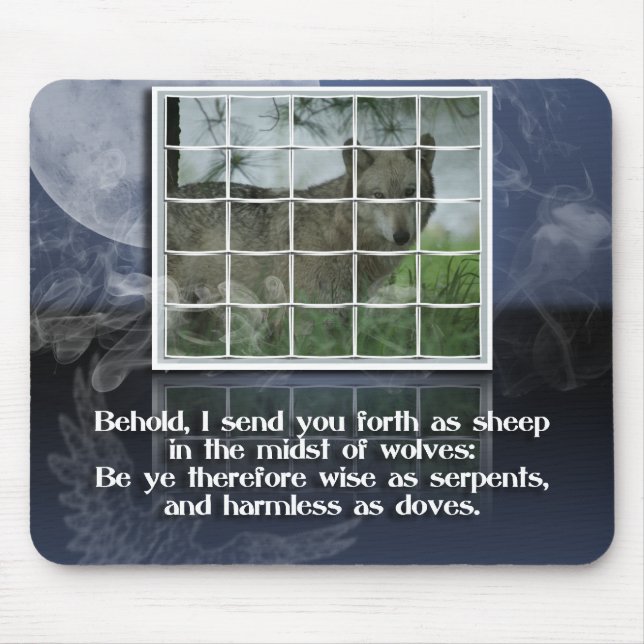 Matthew 10:16 BIBLE QUOTE SHEEP AMONG WOLVES Mouse Pad (Front)