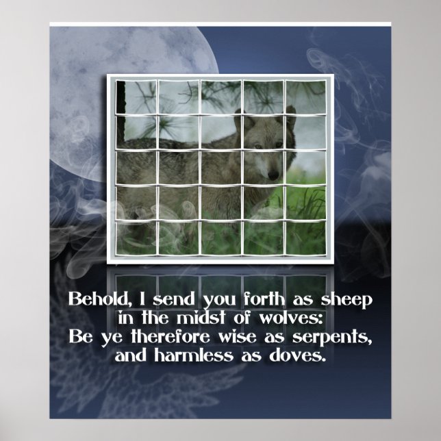 Matthew 10:16 BIBLE QUOTE SHEEP AMONG WOLVES Poster (Front)