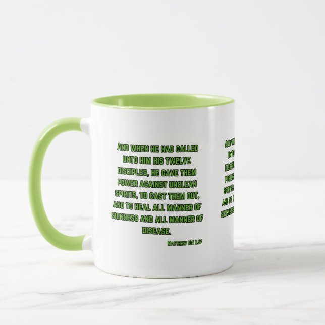 Matthew 10:1 KJV Bible Scripture Two-Tone Mug (Left)