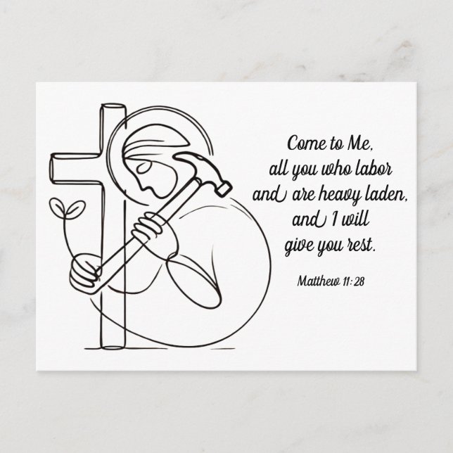 Matthew 11:28 All You Who Labour Scripture Postcard (Front)