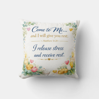 Matthew 11:28 Bible Verse, Messianic Jewish Decor Cushion