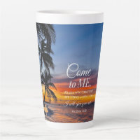 Matthew 11:28 Bible Verse Palm Trees Sunset