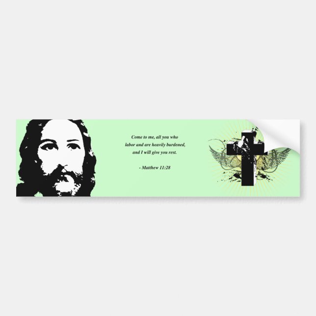 MATTHEW 11:28 BUMPER STICKER (Front)