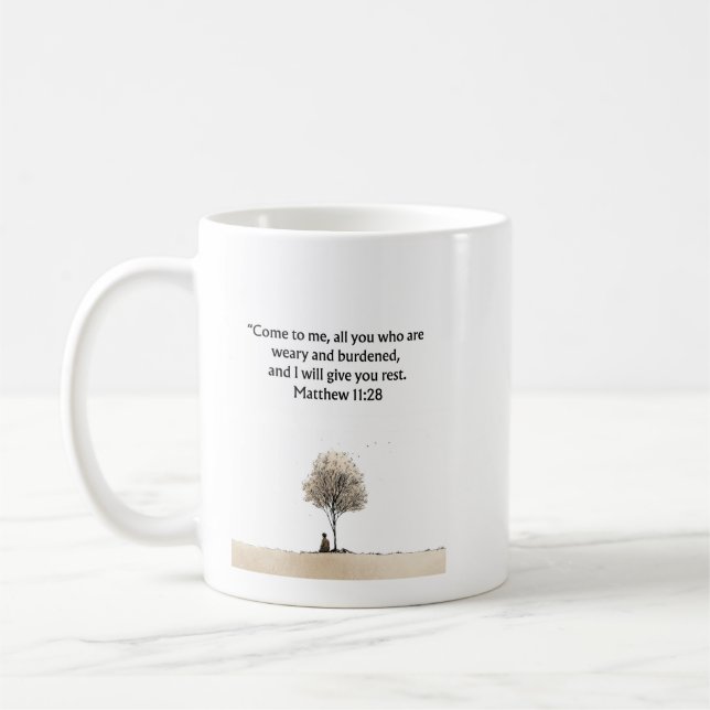 Matthew 11:28 Christian Mug | Encouragement Gift (Left)