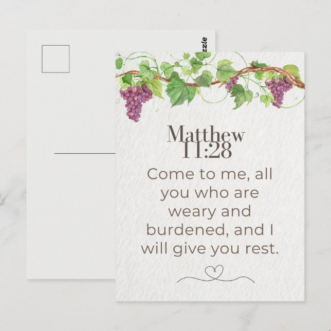 Matthew 11:28 Come to Me Scripture | Grapevine Postcard (Front/Back)