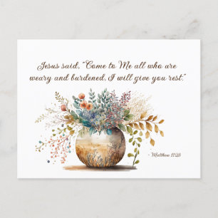 Matthew 11:28 Jesus said, Come to Me Bible Verse  Postcard
