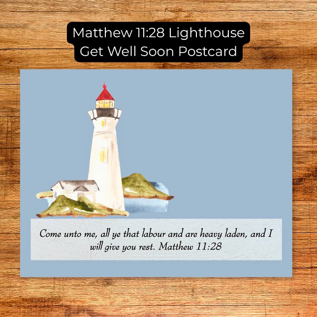 Matthew 11:28 Lighthouse Get Well Soon Postcard (Matthew 11:28 Lighthouse Get Well Soon Postcard)