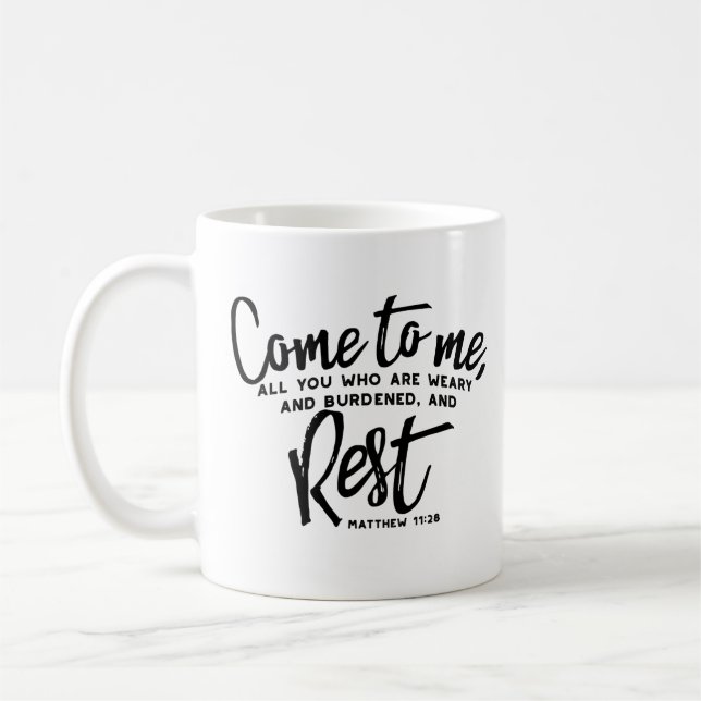 Matthew 11 Bible Verse Coffee Mug (Left)