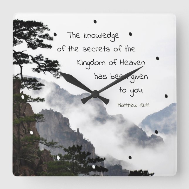 Matthew 13:11 Secrets of the Kingdom of Heaven Square Wall Clock (Front)