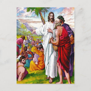 Matthew 14:13-21 Jesus Feeds 5000 Men postcard