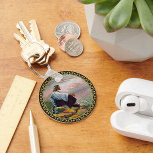 Matthew 14:22-23 Jesus Prays by Himself by the sea Key Ring