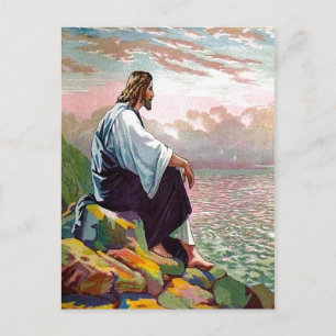Matthew 14:22-23 Jesus Prays by Himself postcard