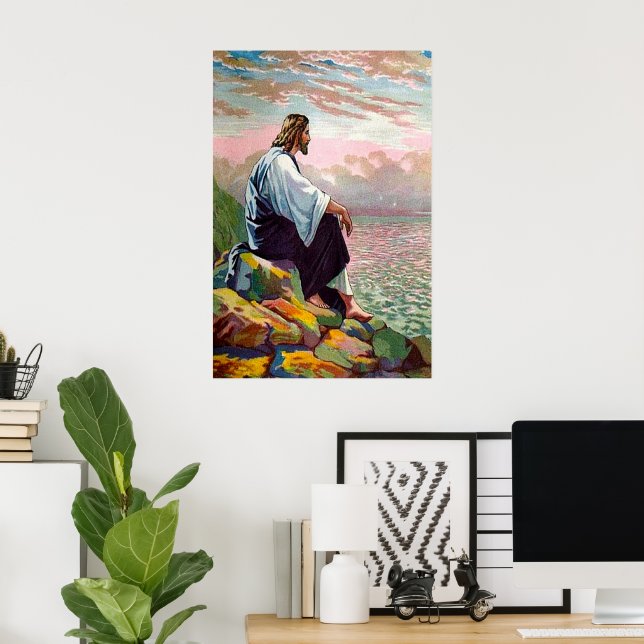 Matthew 14:22-23 Jesus Prays by Himself Poster (Home Office)