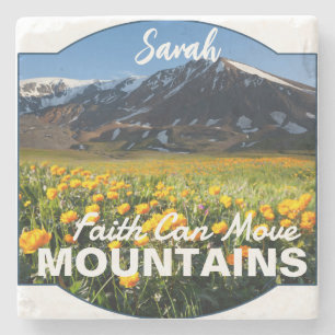Matthew 17:20 Faith Can Move Mountains Custom Stone Coaster