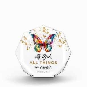 Matthew 19:26 All Things are Possible Butterfly Photo Block