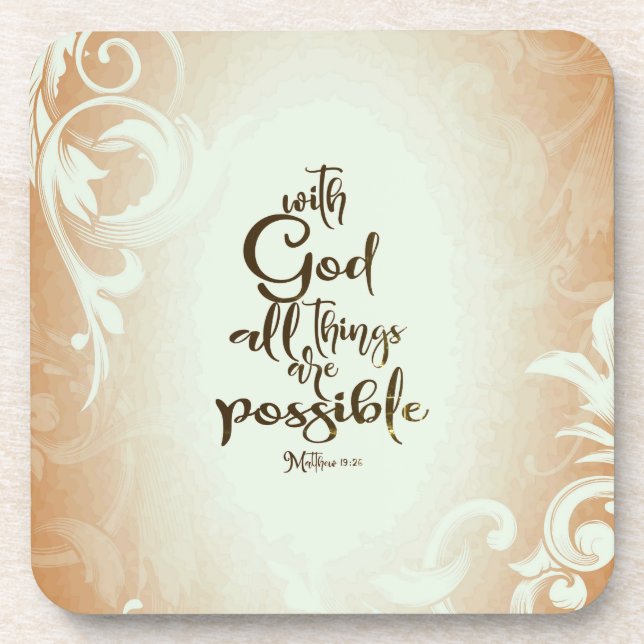 Matthew 19:26 With God All Things are Possible Coaster (Front)