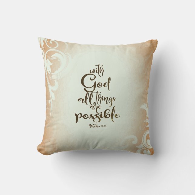Matthew 19:26 With God All Things are Possible Cushion (Front)
