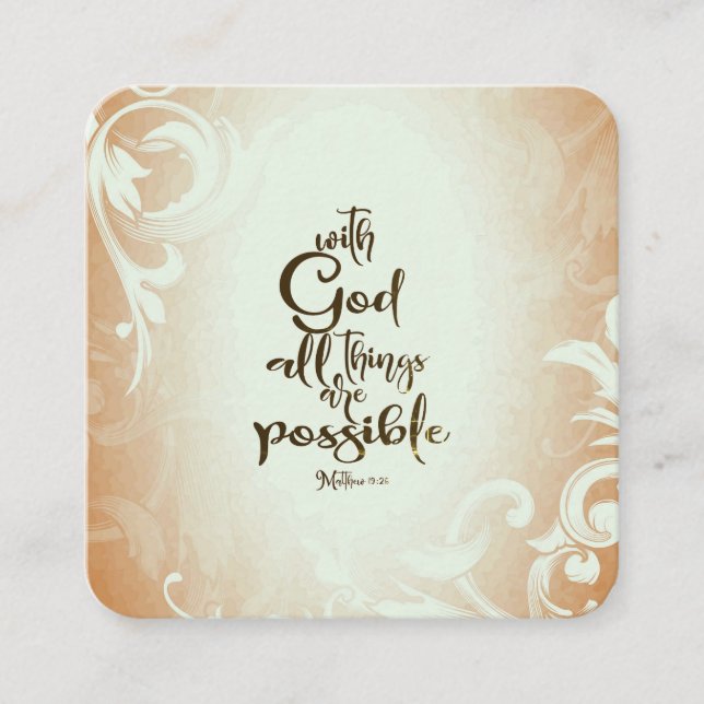 Matthew 19:26 With God All Things are Possible Square Business Card (Front)