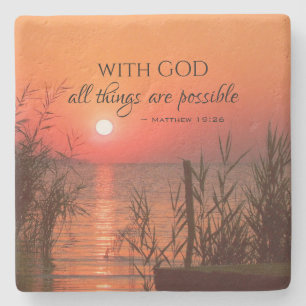 Matthew 19:26 With God all things are possible Stone Coaster