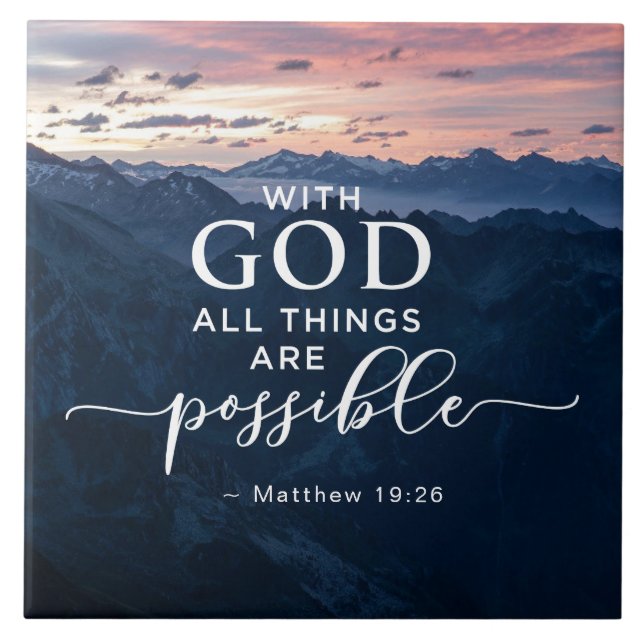 Matthew 19:26 With God All Things are Possible Tile (Front)
