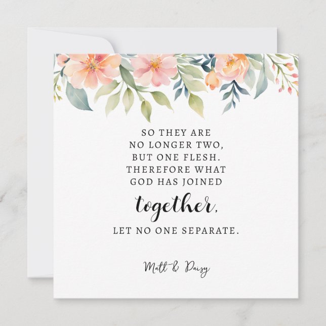 Matthew 19:6, Marriage Bible Verse  Card (Front)