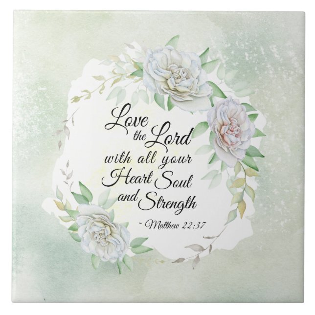 Matthew 22:37 Love the Lord with all your Heart Tile (Front)