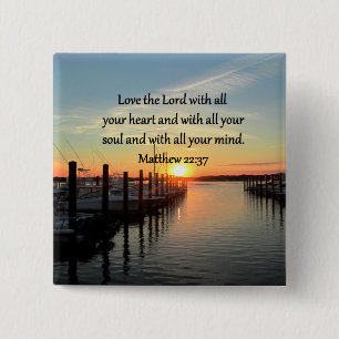 MATTHEW 22:37 SUNRISE SCRIPTURE VERSE DESIGN 15 CM SQUARE BADGE