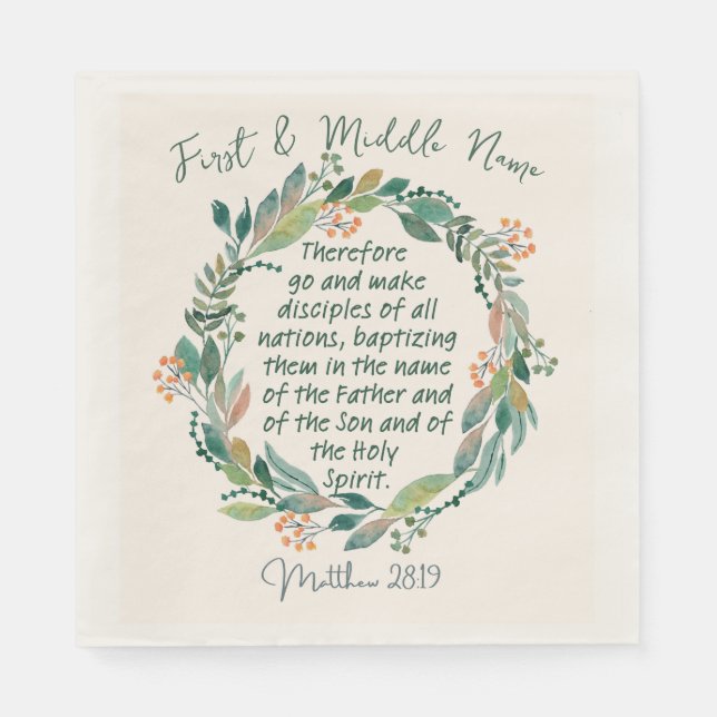 Matthew 28:19 Baptismal  Napkin (Front)