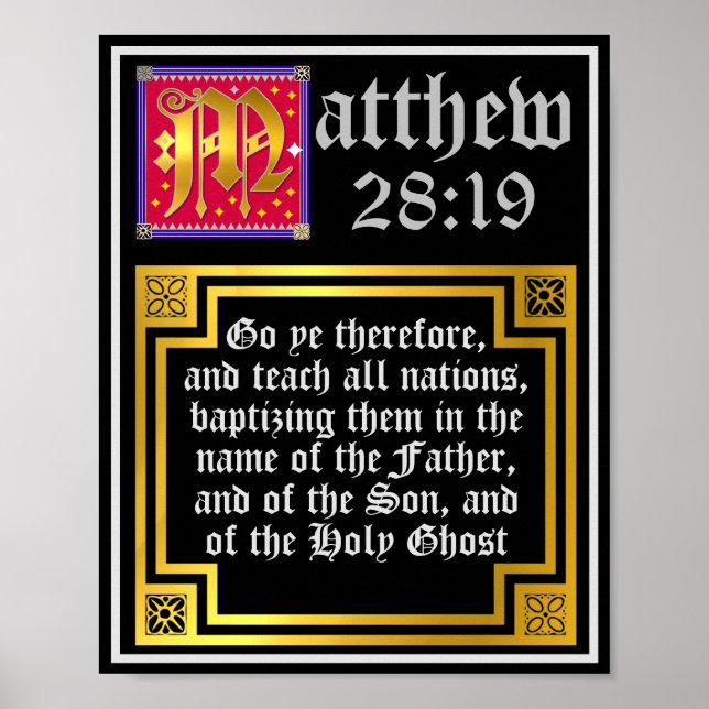 Matthew 28 19 Illuminated New Testament Quote Poster (Front)