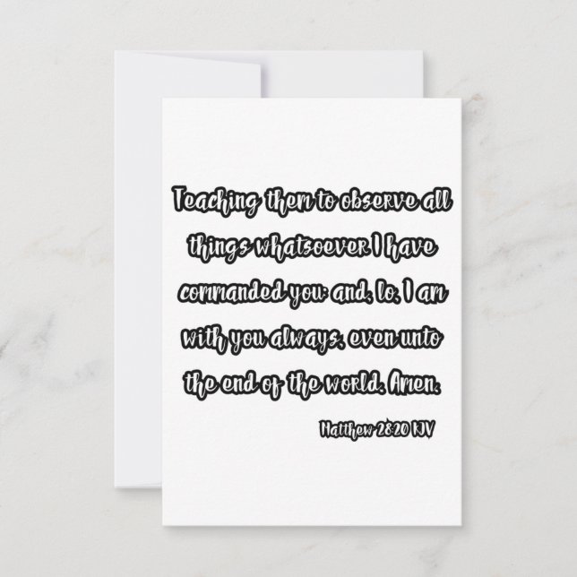 Matthew 28:20 Bible Verse Greeting Card (Front)