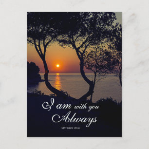 Matthew 28:20 I Am with You Always Golden Sunset Postcard