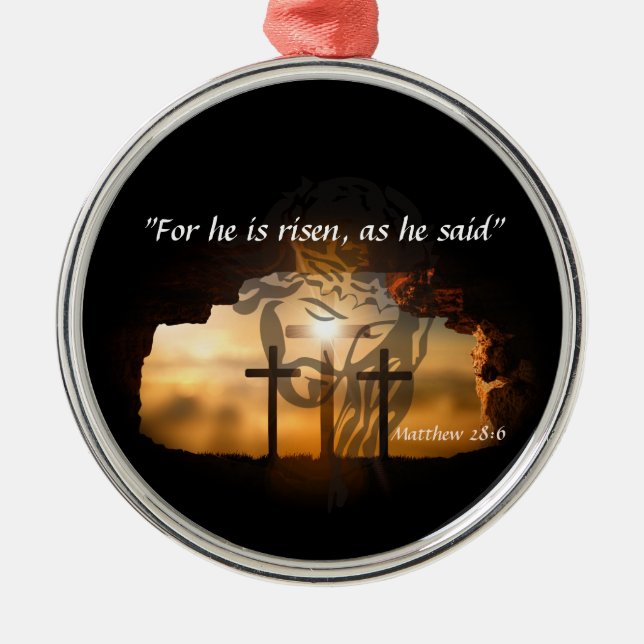 Matthew 28:6 metal tree decoration (Front)