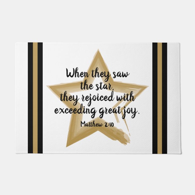 Matthew 2:10 Christmas Bible Verse Doormat (Front)
